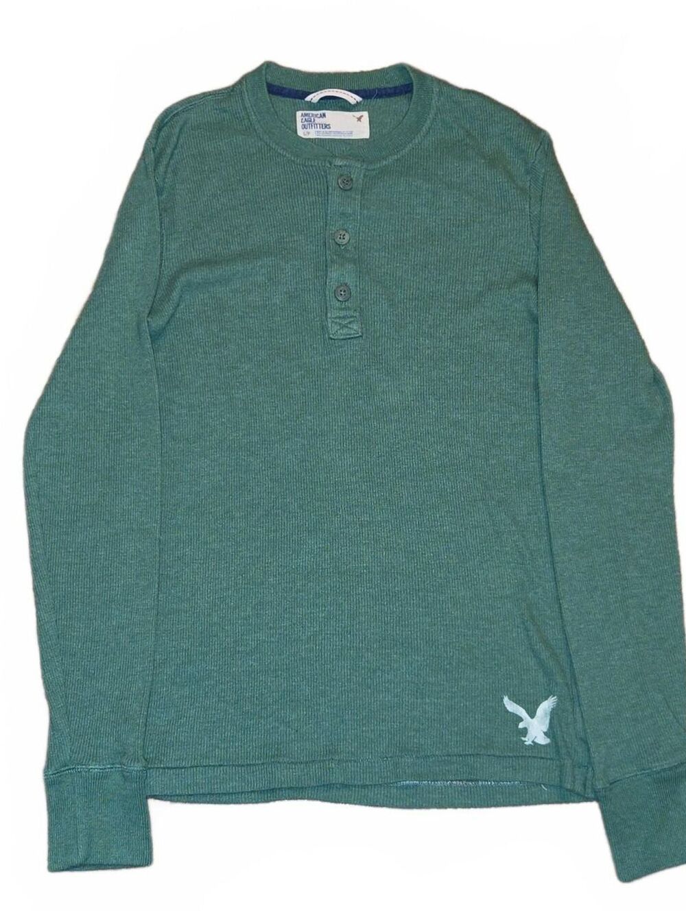 Y2k American Eagle Henley Thermal Men's Size Small Green